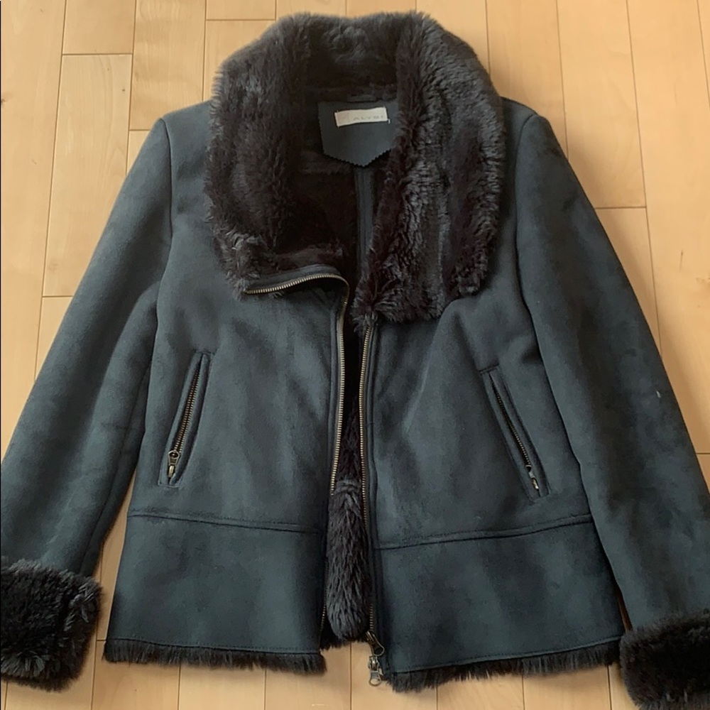ALYSI dark teal faux shearling